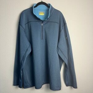 Cabela's Pullover 1/4 Zip Fleece Lined Jacket Outdoor Athleisure Cozy Blue 2XL‎